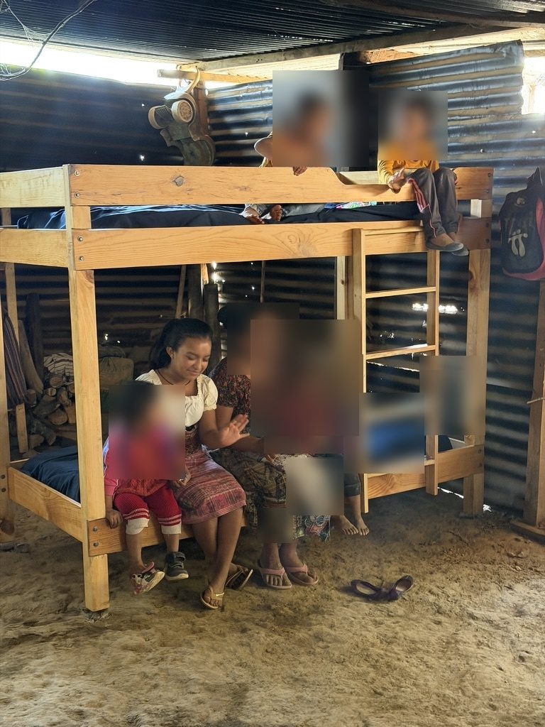 A family with their new bunk bed
