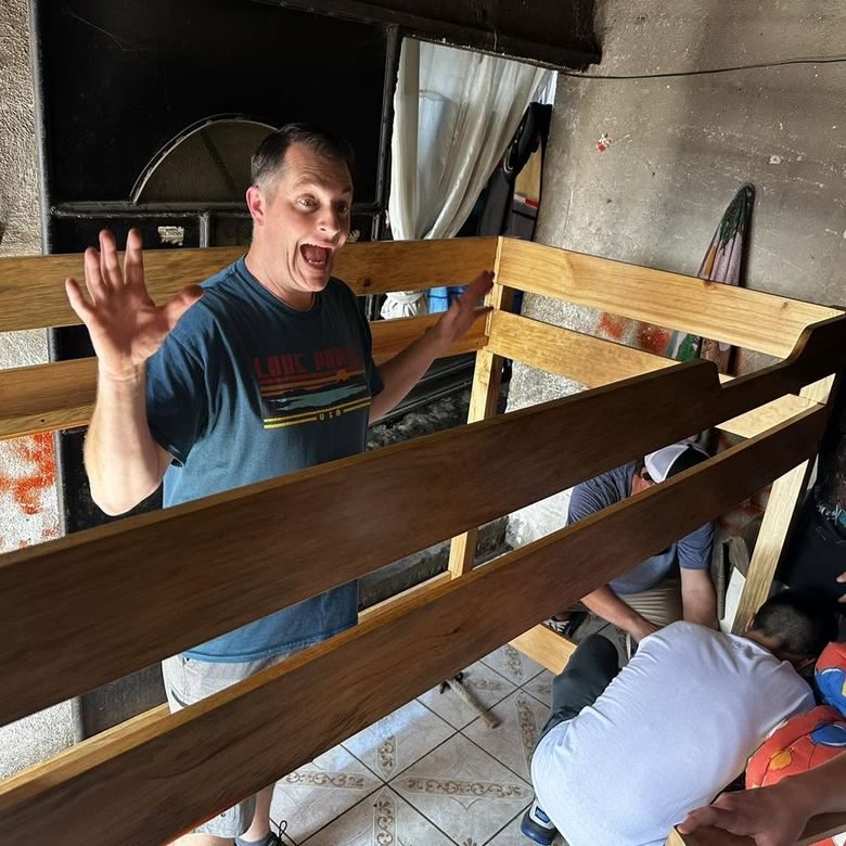 A freshly built bunk bed